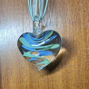 Glass Heart Pendant Necklace